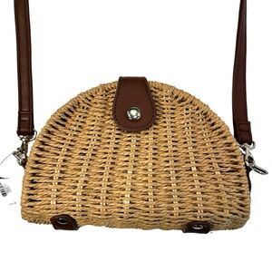 White House Black Market Rattan Half Moon bag